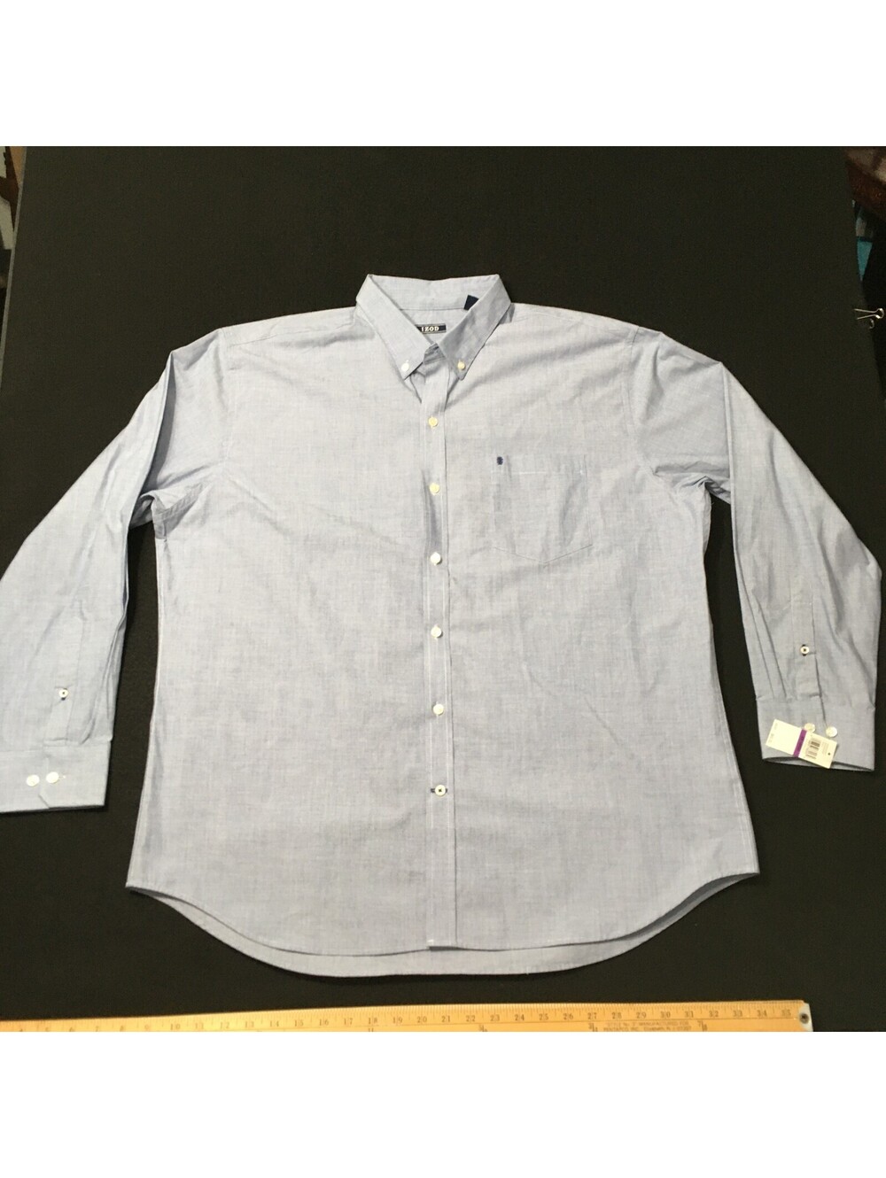 IZOD Button Down Shirt Mens 2XL Blue Relaxed Fit Long Sleeve Pocket